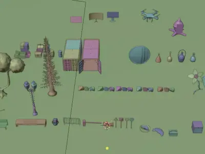 41 Stylized Low Poly Props Pack   Game Ready Assets Collection Low-poly 3D model