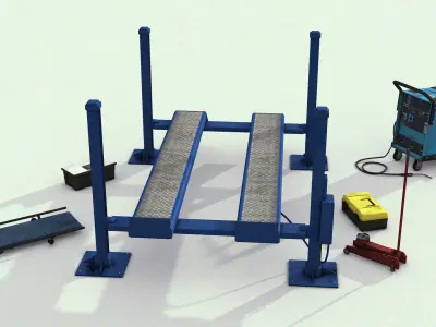 Auto Repair Shop Lowpoly Car Service 3D Models Collection Low-poly 3D model