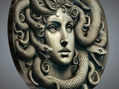 medusa relief 3dprint model and for cnc router carving model 3D print model