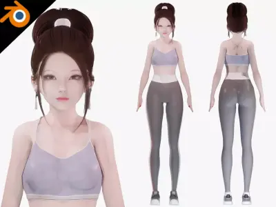 Sport Girl - Realistic Female Character - Blender Eevee Low-poly 3D model