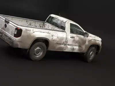 VW Amarok 2024 Base Single Cab Dirt and Mud Low-poly 3D model