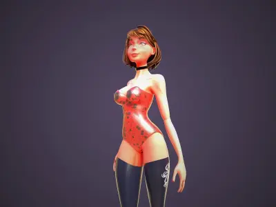 Rigged woman 3D Model anime-scifi Low-poly 3D model