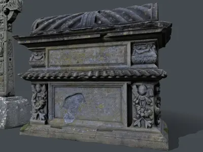Tomb and a Cross realistic models Low-poly 3D model