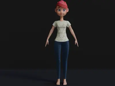 Catoon Woman - FULLY RIGGED Low-poly 3D model