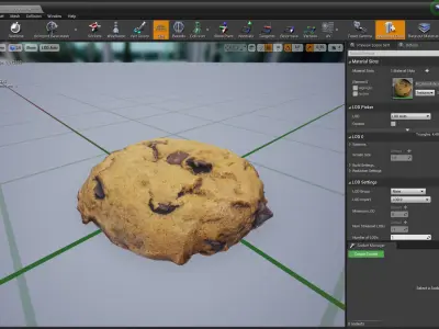 UE4 - Chocolate Cookie 3D Scans - PBR Nanite and Lowpoly Props Low-poly 3D model