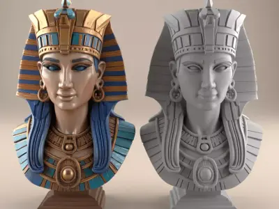 Pharaonic Egyptian Queen Bust - Unique Desk Decor STL 3D print model