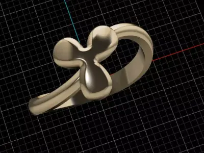 Y alphabet baypass ring 3D print model