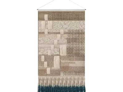 Navy Dipped Kilim Tapestry Wall Art Free 3D model