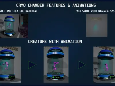Cryogenic Chamber ready for Unreal Engine Low-poly 3D model