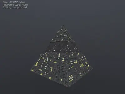 3D Greeble Pyramid Low-poly 3D model
