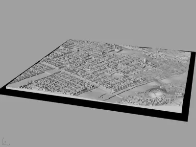 3D Turin Map 3D City Art Landmark Model of Turin Skyline 3D Art 3D print model
