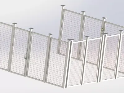 Guardrails metal cage with two doors on each side 3D model