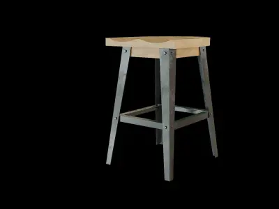 Bar Chair Low-poly 3D model