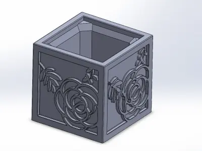 flower relief pattern vase 3D print model