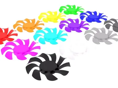 Colored Power Supply Unit Fan Blades Set 3D model