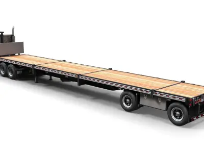 Freightliner FLT flatbed trailer Low-poly 3D model