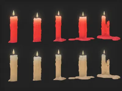 Candles Pack Low-poly 3D model