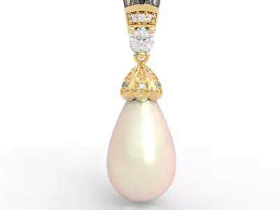 Luxury Art Deco Baroque Pearl Pendant 3D print model