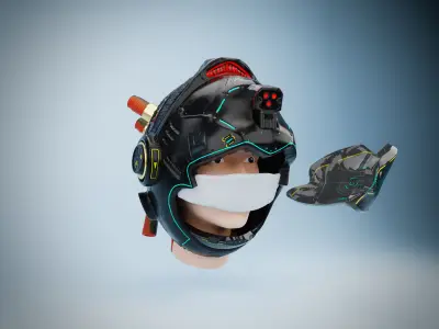 Sci-Fi Helmet 3d Modeling Zbrush Blender Low-poly 3D model