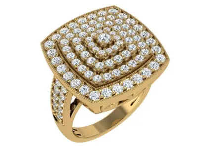Luxury Diamond Square Ring 4722 3D print model