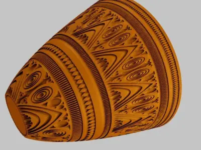 Flowerpot intricately carved wooden vase 3D print model