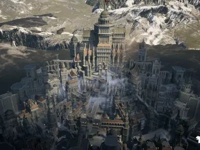 Black Fantasy Castle Environment Low-poly 3D model