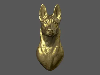 Belgian Shepherd Malinois  with a closed mouth 3D print model