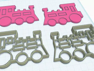 Train Cookie Cutter double-sided 3D print model