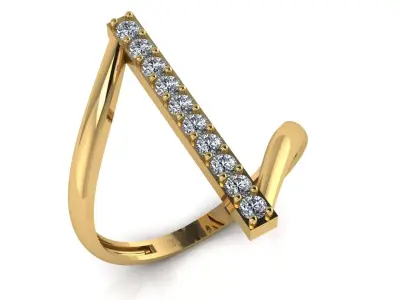 Minimalist Diamond Pave Bar jewelry  Ring 3D print model