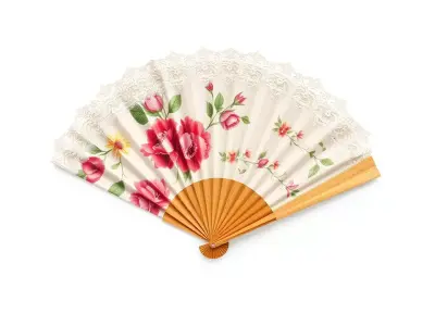 Floral Lace Fan model pack Low-poly 3D model