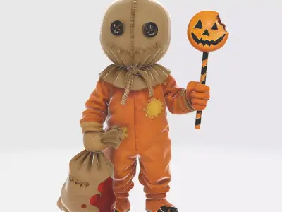 Sam Trick r Treat Horror Figurine Halloween Pumpkin Lollipop 3D print model