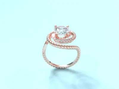 Twisted rope diamond ring - super cute 3D print model