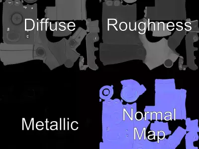 Joystick Controller Model Pack with Detailed Buttons and Grips Low-poly 3D model