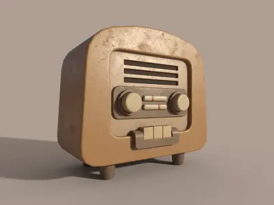 Low-poly Simple Stylized Retro Radio Low-poly 3D model