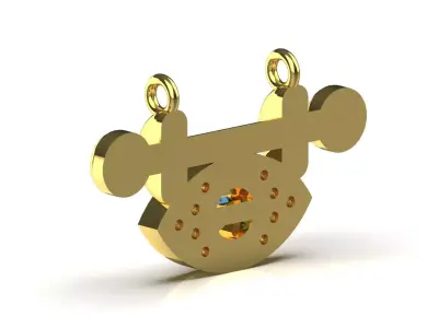 Gold Evil Eye Pendant with Diamonds Blue Sapphires Model jp0125 3D print model