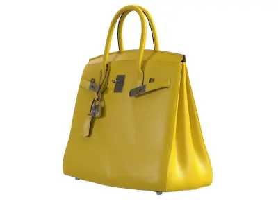 Hermes Birkin Bag Yellow Leather Low-poly 3D model