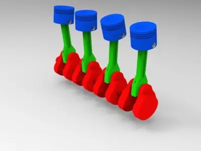 Crankshaft group of pistons 3D model