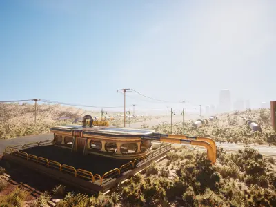 Atompunk rocket factory - Unreal Engine - Low-poly 3D model