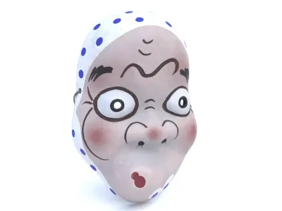 Japanese Mask Hyottoko Low-poly 3D model