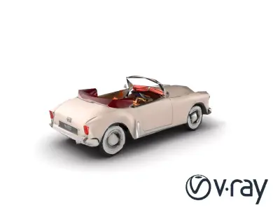 Elegant Vintage Cabriolet 3D model pack with Chrome Accents Low-poly 3D model