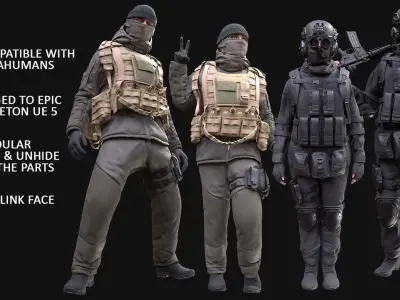 Mens and Womens Military uniforms 3D Model Collection