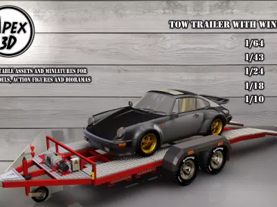 Car  Tow Trailer 3d printable in various scales 3D print model