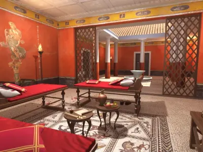 Roman house interior Low-poly 3D model