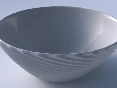 Bowl wide with bent extruded lines 2 3D print model