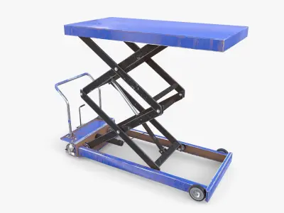 Animated Scissor Lift Table Blue Low-poly 3D model