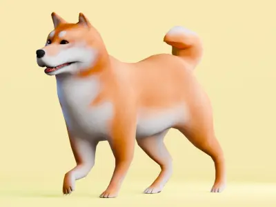 Low poly - Stylized dog - Shiba Inu Low-poly 3D model