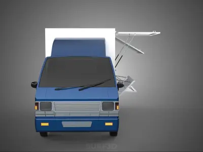 SIDE DOOR PANEL OPEN GATE WINDOW DROP BOX TRUCK FREIGHT CAR CUBE 3D model