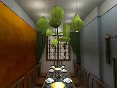 Chinese interior room design 3D model