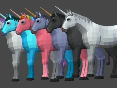 LowPoly Unicorn Low-poly 3D model