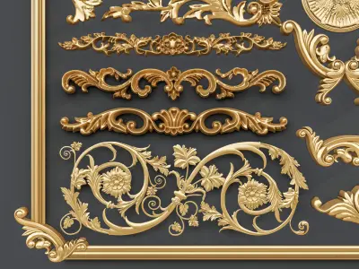 Classic carvings moldings and gypsum cornice 0 3D model